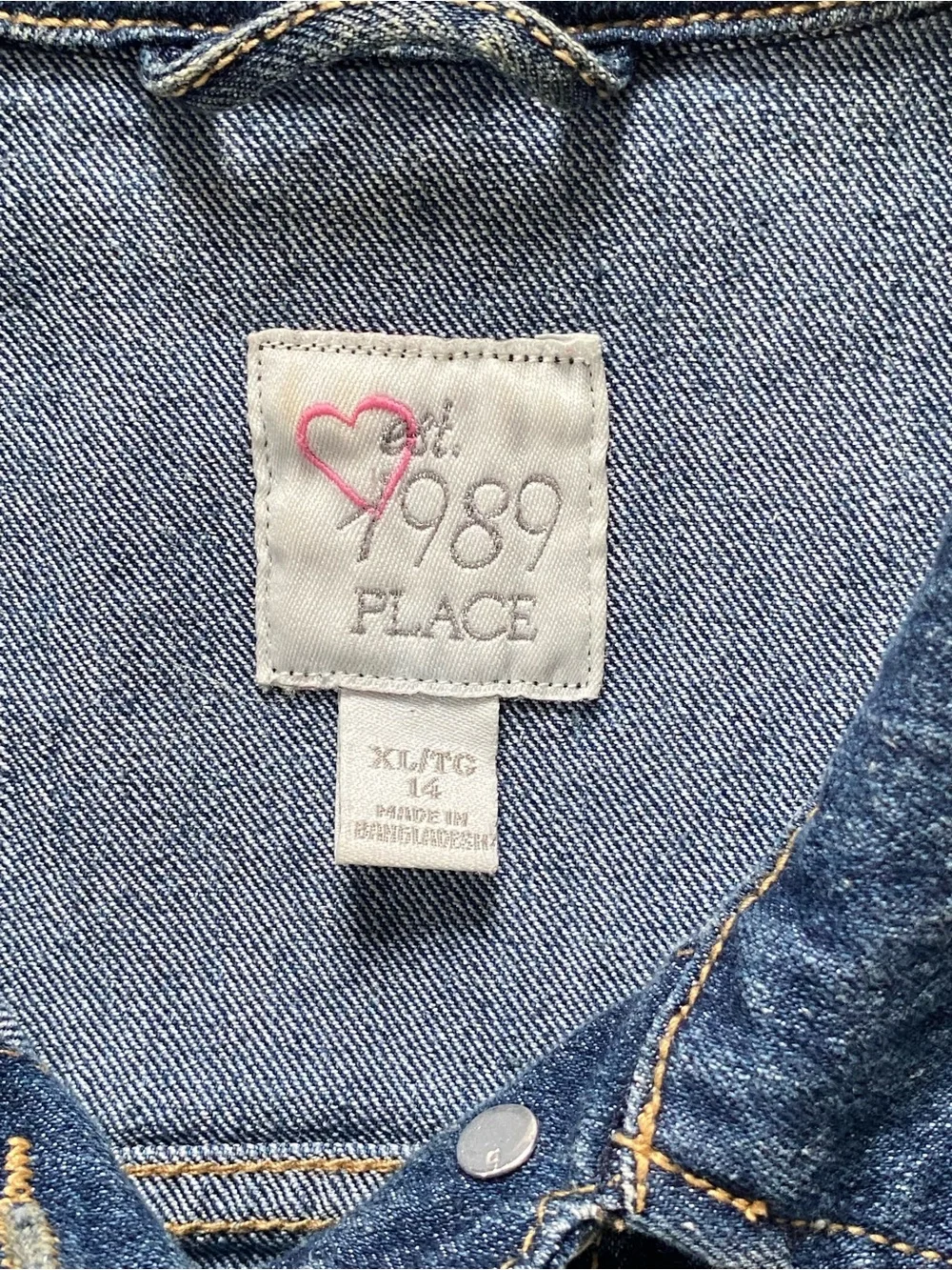 Jean Jacket Size 14 XL Girls Blue Denim Coat Pockets Size Distressed Look Jeans